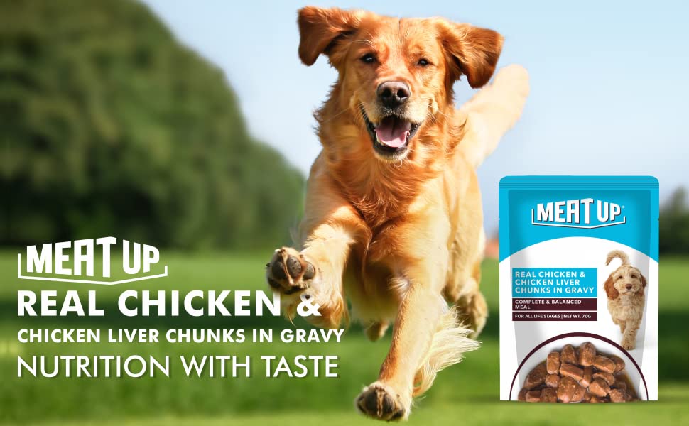 Meat Up Dog Real Chicken & Liver Chunk In Gravy 70g