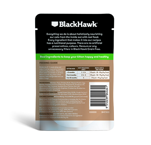 Blackhawk Kitten Grain Free Chicken with Peas & Broth 85g