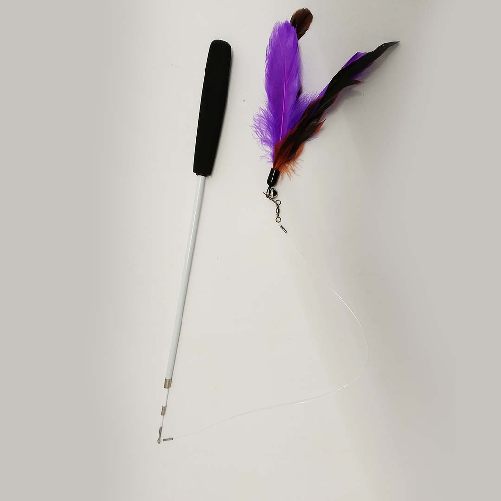 Cat Rod Adjustable With Feather & Bell