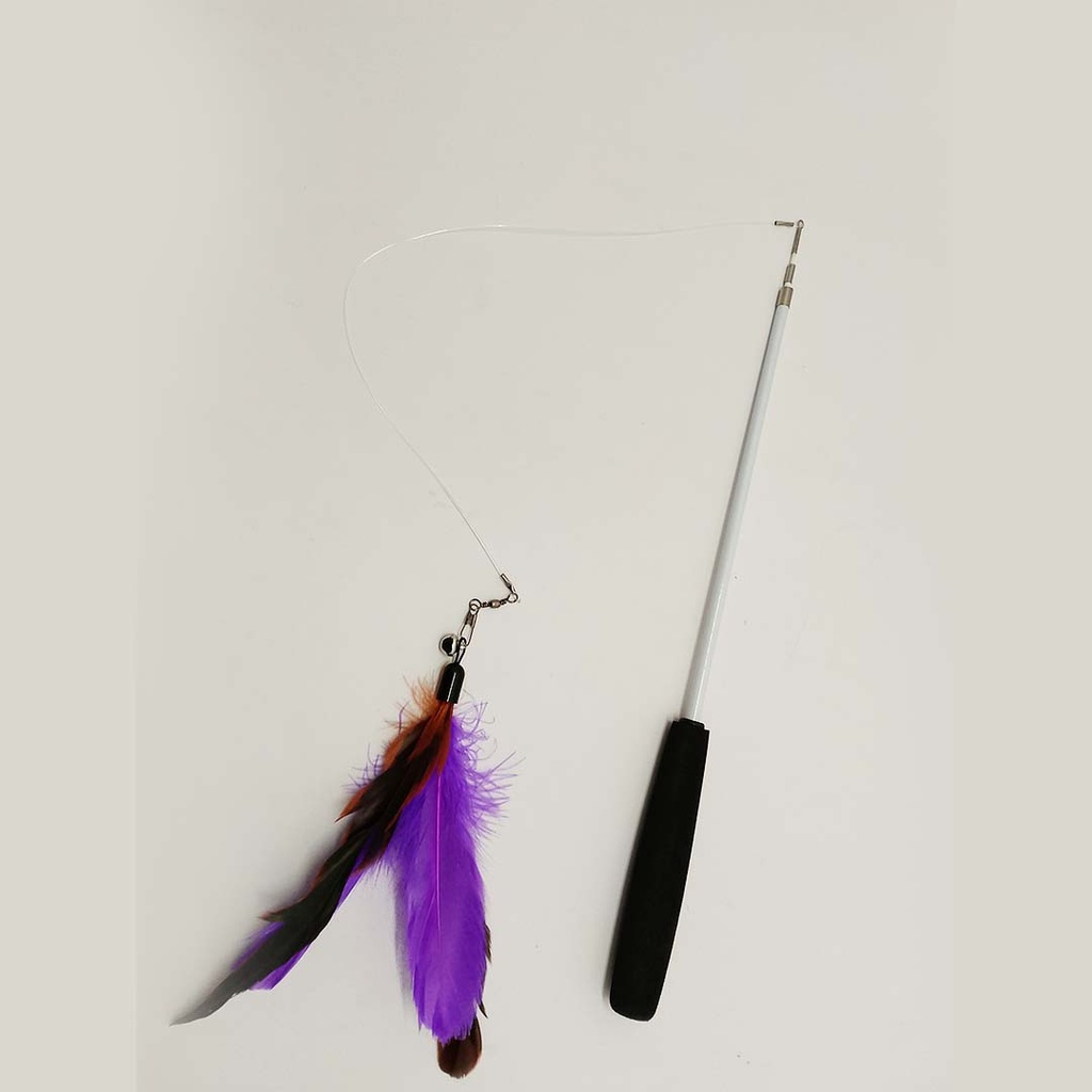 Cat Rod Adjustable With Feather & Bell