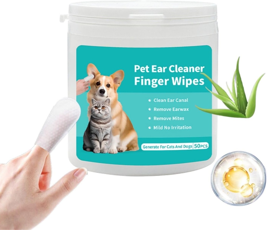 Pet Ear Cleaner Finger Wipes 50 pcs
