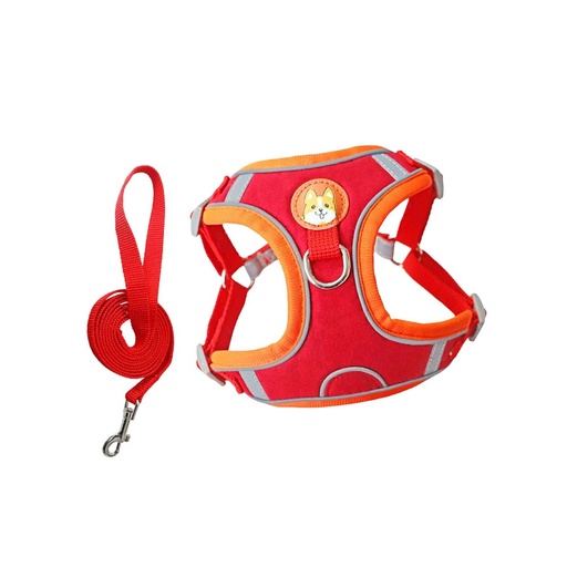 [PC03495] Harness Soft Chest Pad With Leash Luxury - L