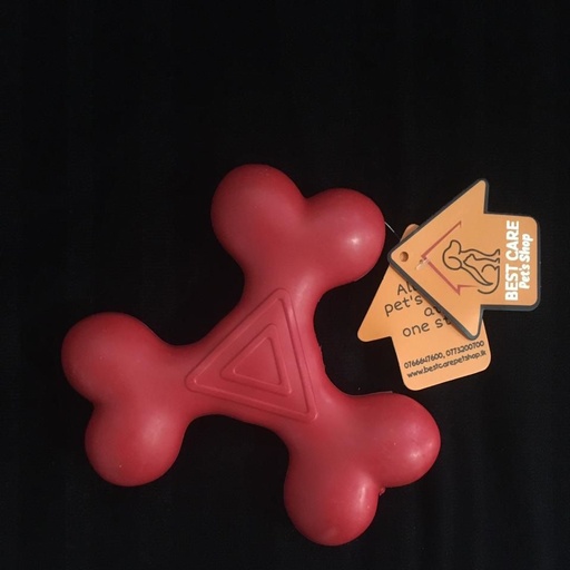 Toy Rubber Triangle Bone Chewable Red